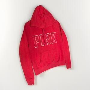 PINK Victoria’s Secret Red Hoodie Women’s Large Spellout Logo Pullover